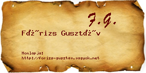 Fórizs Gusztáv névjegykártya
